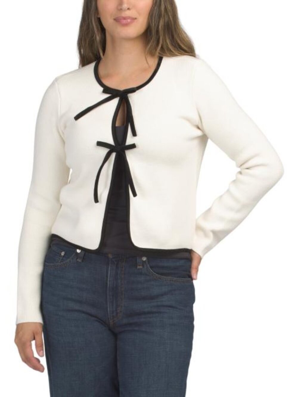 EQUIPMENT Wool Blend Velvet Trim Tie Front Cardigan